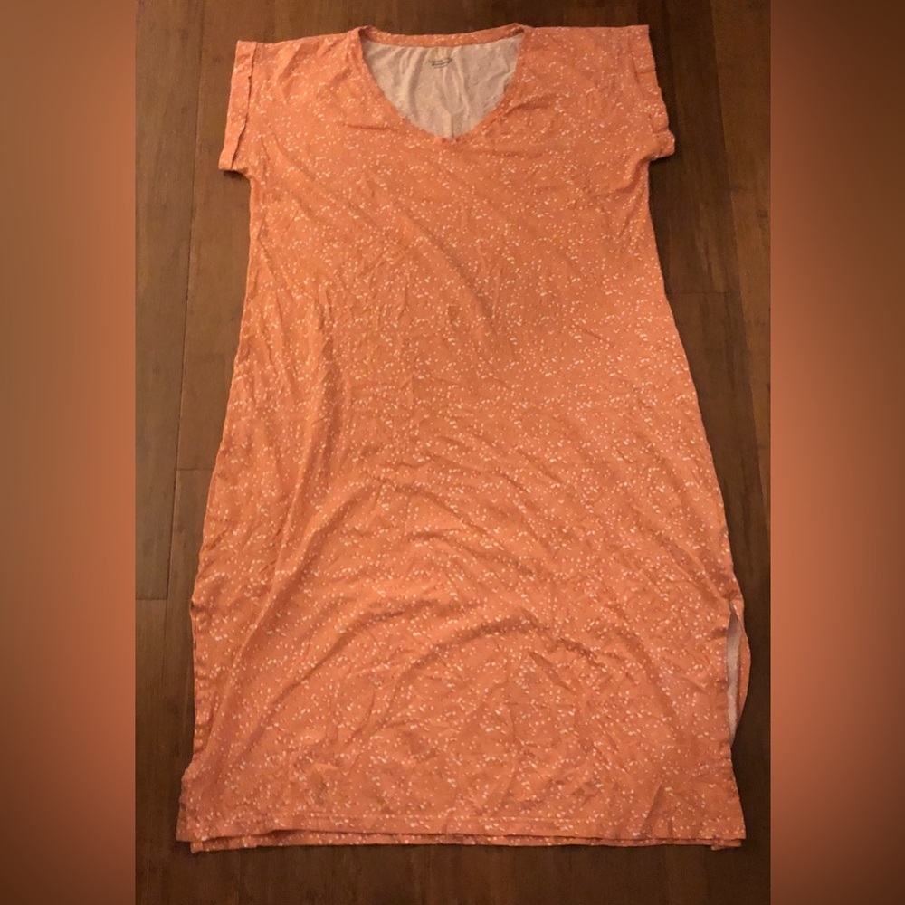 Garnet Hill Dress Orange Cotton Casual Lightweight S Soft Summer Beach Organic